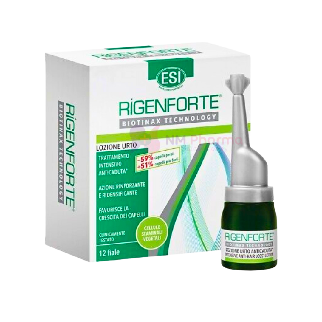 RIGENFORTE Intensive Hair Lotion, available through NMPharma, is a hydroalcoholic hair-care lotion designed to support temporary hair-loss care and weakened hair. It helps tone and strengthen the hair and scalp while providing nourishing support through ESI’s Biotinax Technology.